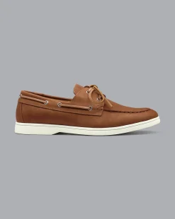 Shoes<Charles Tyrwhitt Nubuck Boat Shoes - Brown Tobacco