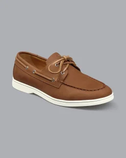 Shoes<Charles Tyrwhitt Nubuck Boat Shoes - Brown Tobacco