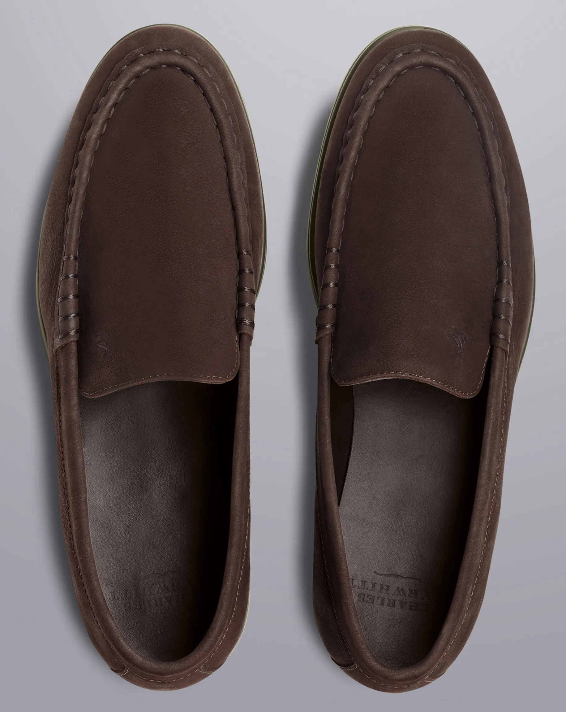 Shoes<Charles Tyrwhitt Nubuck Slip-On Loafer - Brown Chocolate
