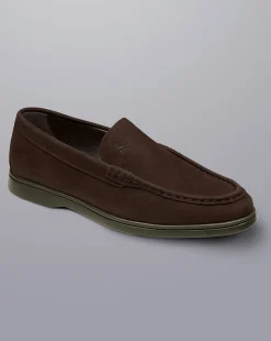 Shoes<Charles Tyrwhitt Nubuck Slip-On Loafer - Brown Chocolate