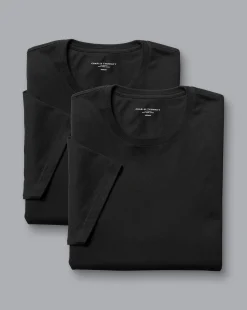 Nightwear & Pajamas<Charles Tyrwhitt 2-Pack Crew Neck Cotton T-Shirt - Black