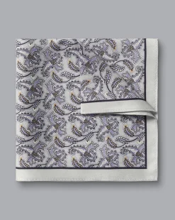 Pocket Squares<Charles Tyrwhitt Paisley Print Silk Pocket Square - Light Grey