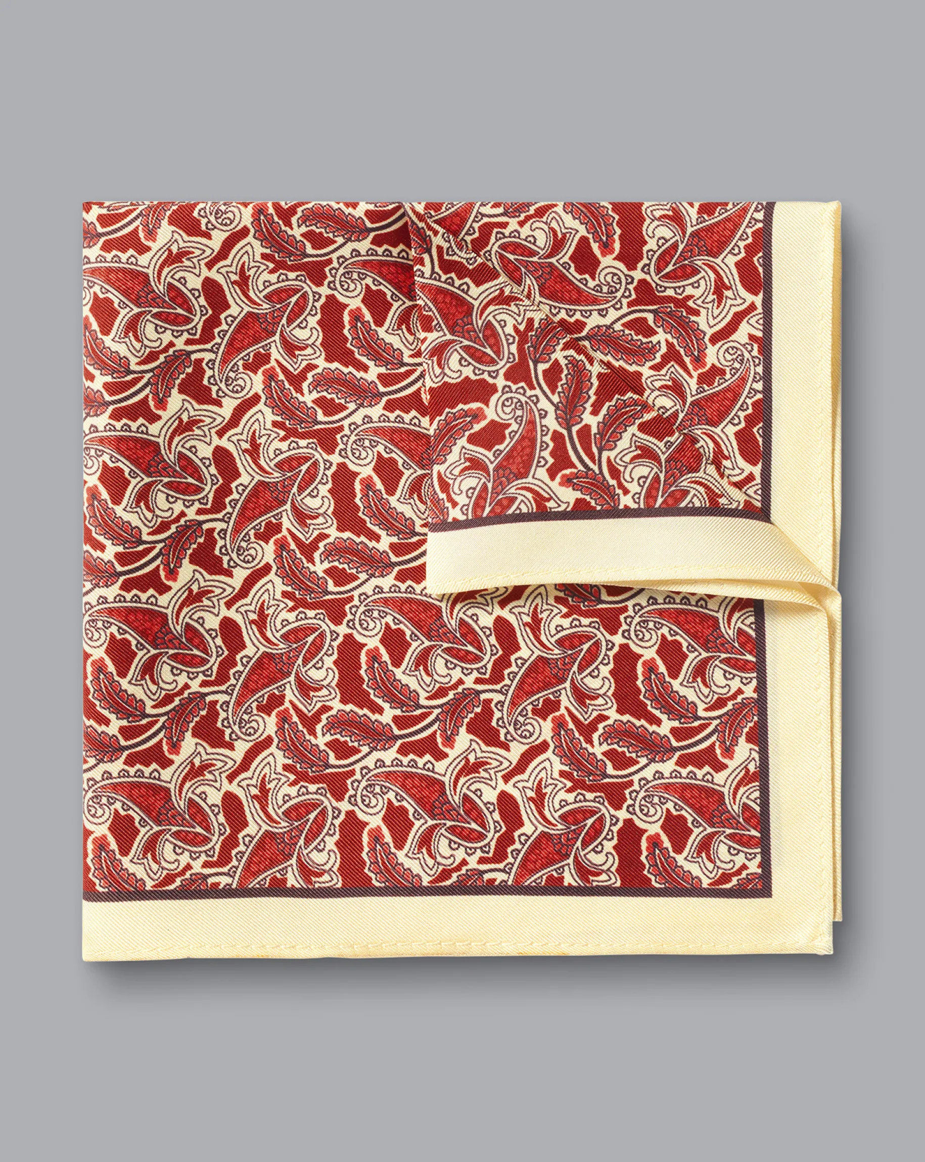 Pocket Squares<Charles Tyrwhitt Paisley Print Silk Pocket Square - Burnt Orange & Butter Burnt Orange & Butter