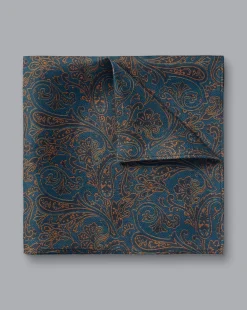 Pocket Squares<Charles Tyrwhitt Paisley Print Silk Pocket Square - Blue Dark Turquoise