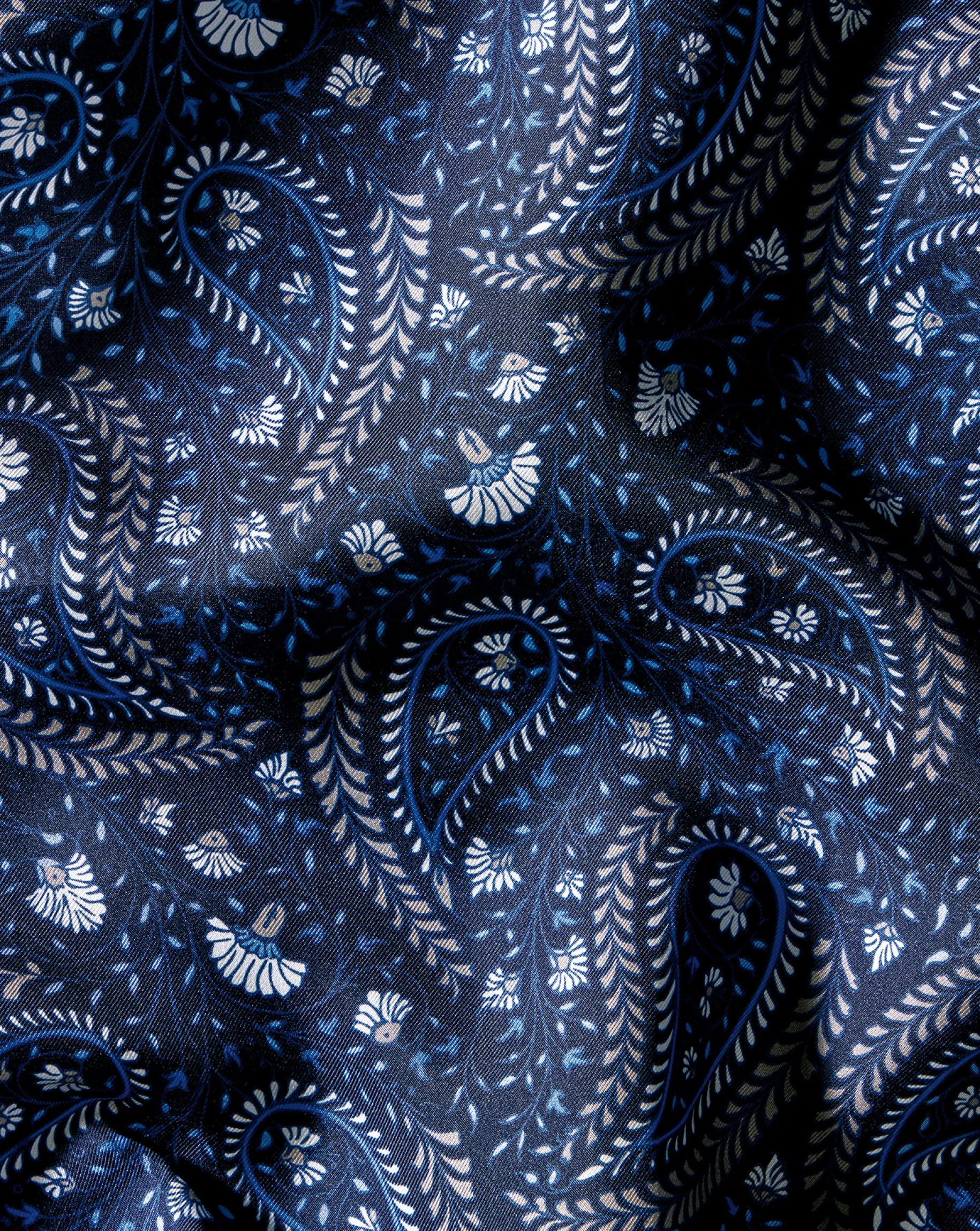 Accessories<Charles Tyrwhitt Paisley Silk Pocket Square - Navy & Ocean Blue Navy and Blue