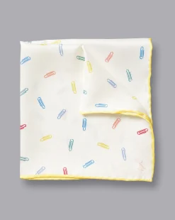 Accessories<Charles Tyrwhitt Paper Clip Print Pocket Square - Ivory Multi