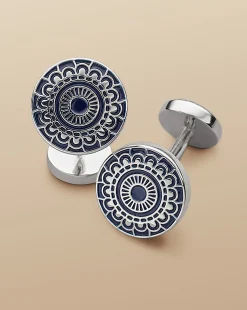 Cufflinks<Charles Tyrwhitt Patterned Enamel Cufflinks - Navy