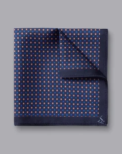 Pocket Squares<Charles Tyrwhitt Petrol Blue & Pink Mini Floral Silk Pocket Square