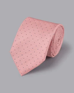 Accessories<Charles Tyrwhitt Polka Dot Silk Tie - Light Coral Pink