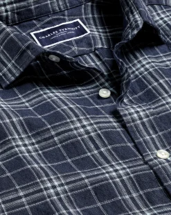 Casual Shirts|Check Shirts<Charles Tyrwhitt Pure Linen Check Shirt - French Blue