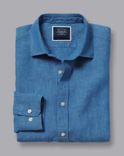Shirt Sale|Casual Shirts<Charles Tyrwhitt Pure Linen Shirt - Ocean Blue