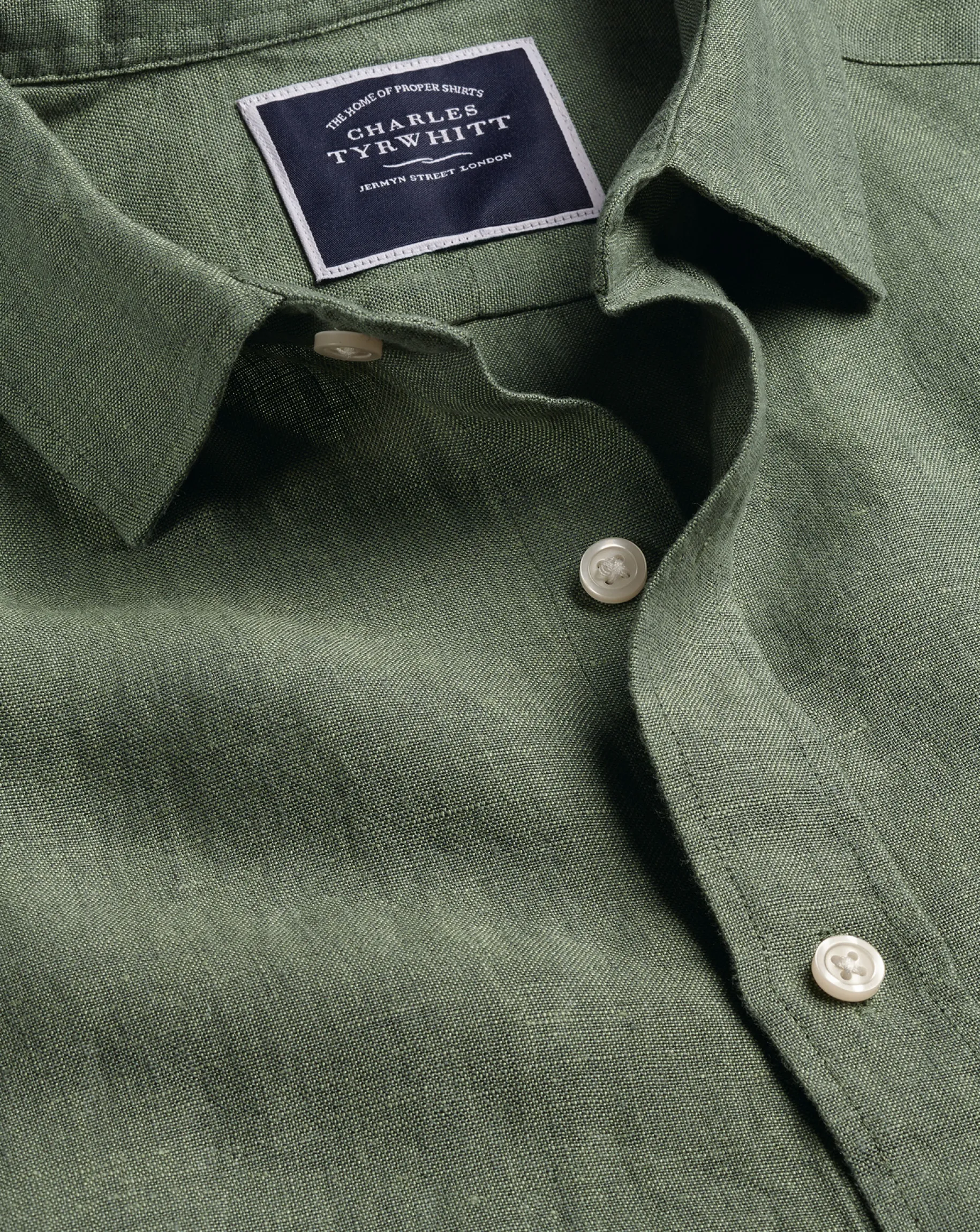 Casual Shirts|Extra Slim Fit Shirts<Charles Tyrwhitt Pure Linen Shirt - Green Olive