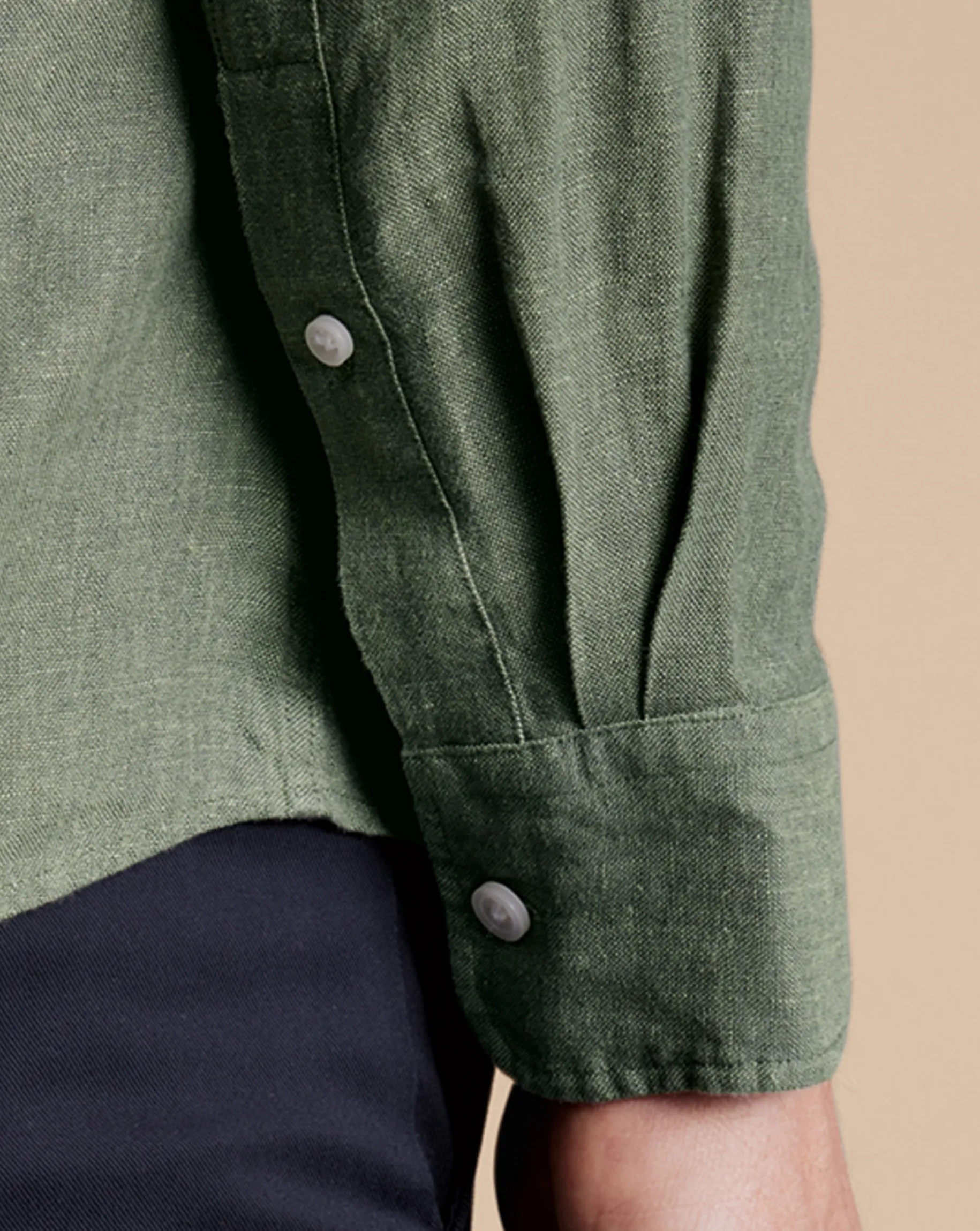 Casual Shirts|Extra Slim Fit Shirts<Charles Tyrwhitt Pure Linen Shirt - Green Olive