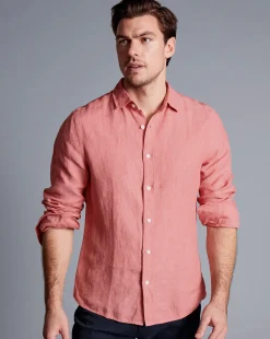 Casual Shirts|17"<Charles Tyrwhitt Pure Linen Shirt - Salmon Pink