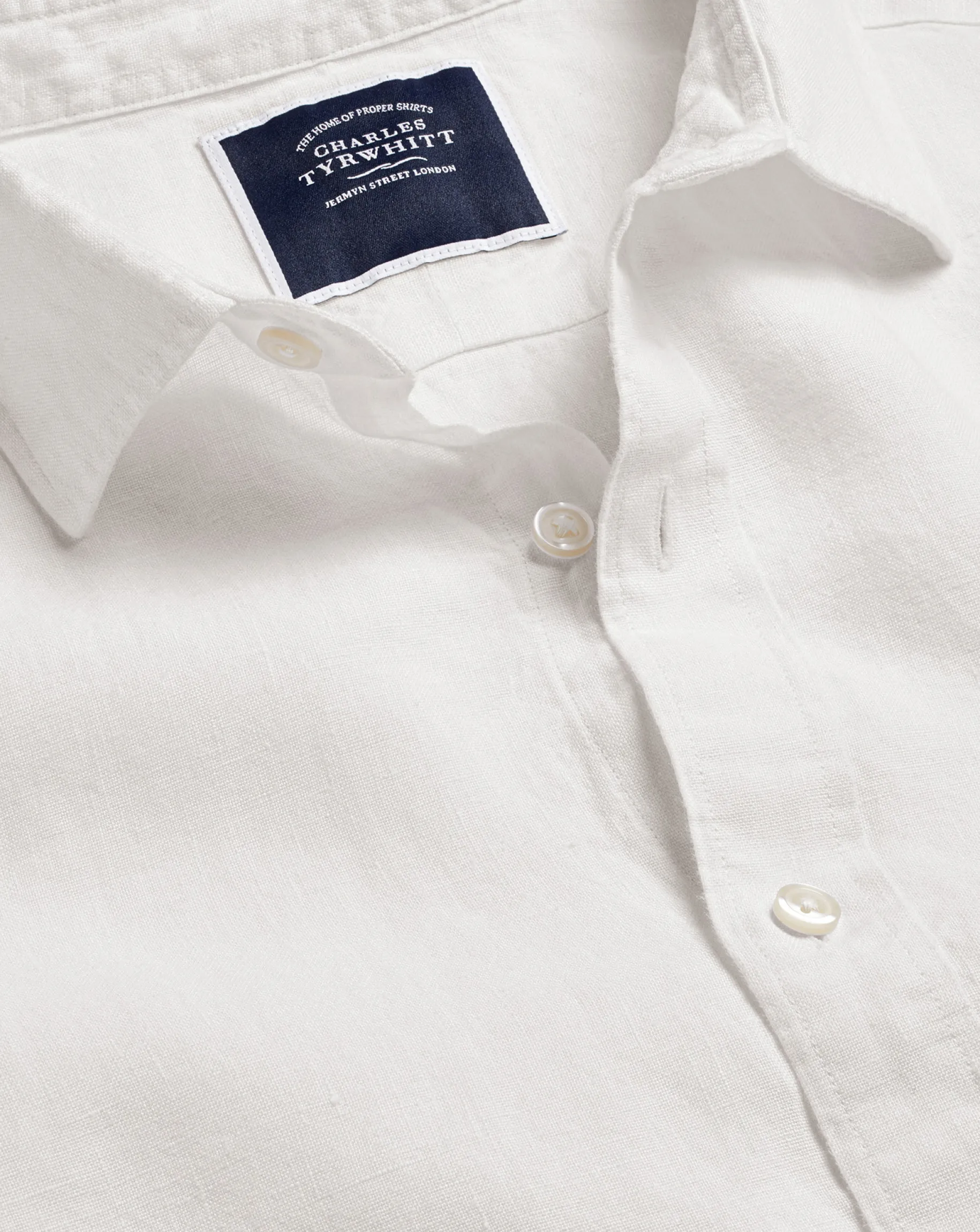 Casual Shirts|White Shirts<Charles Tyrwhitt Pure Linen Shirt - White