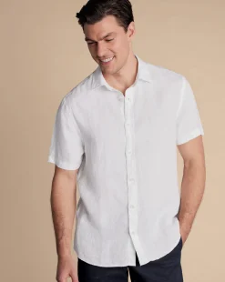 Short Sleeve Shirts|Casual Shirts<Charles Tyrwhitt Pure Linen Short Sleeve Shirt - White