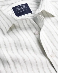Shirt Sale|Casual Shirts<Charles Tyrwhitt Pure Linen Stripe Shirt - Limestone Limestone & White