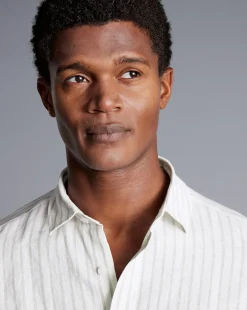 Shirt Sale|Casual Shirts<Charles Tyrwhitt Pure Linen Stripe Shirt - Limestone Limestone & White
