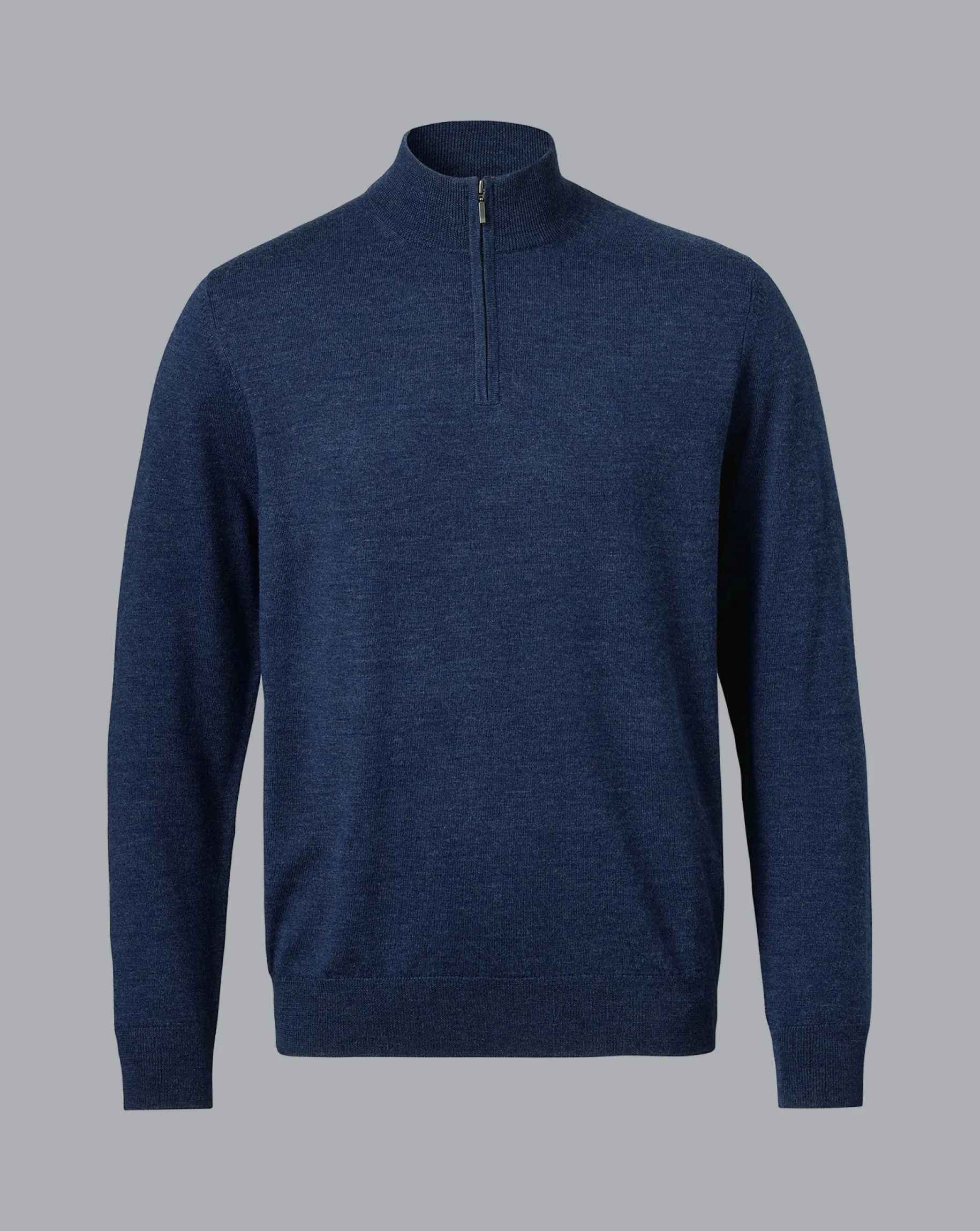 Quarter Zip Sweaters|Sweaters<Charles Tyrwhitt Pure Merino Quarter Zip Sweater - Ink Blue