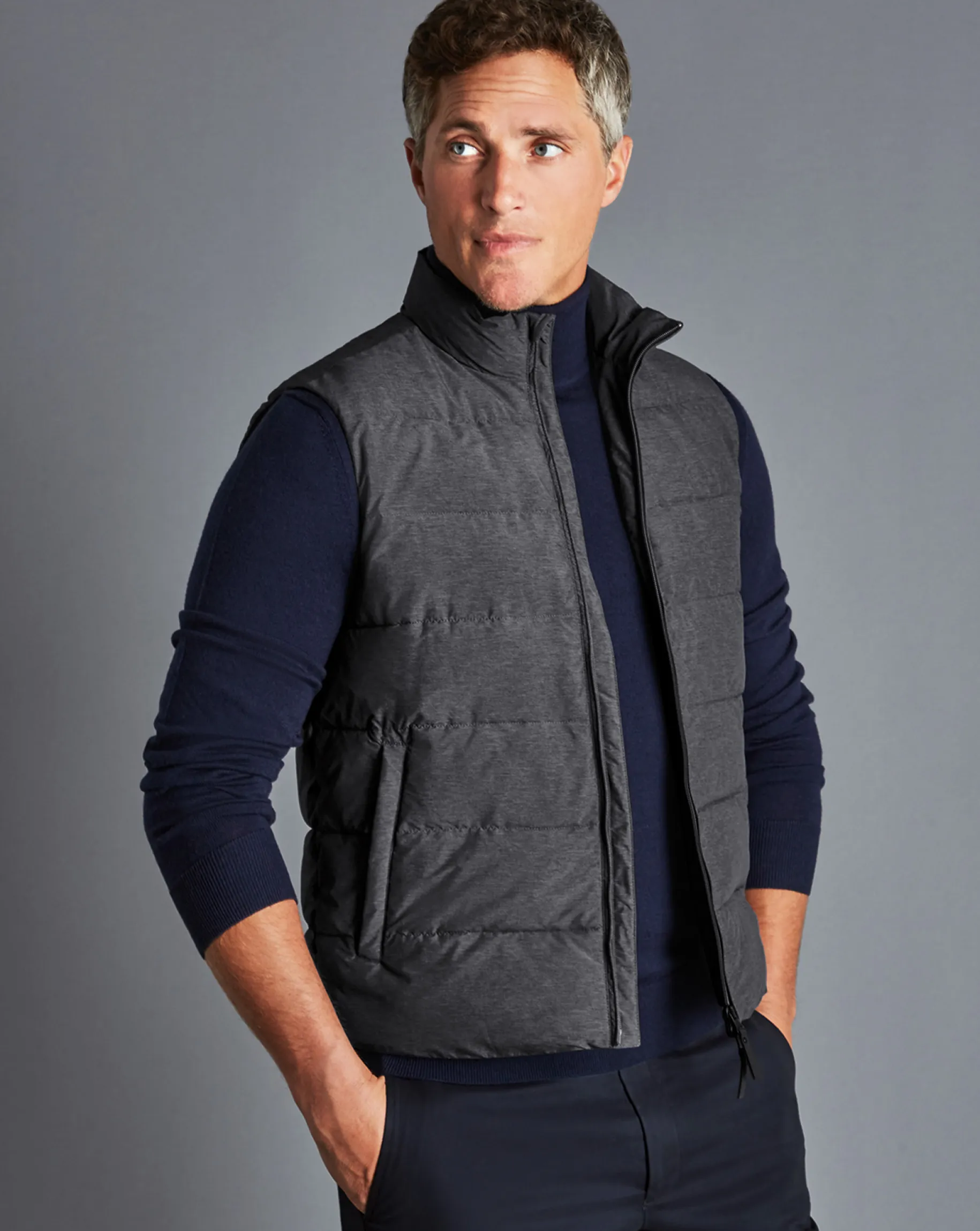 Coats & Jackets<Charles Tyrwhitt Quilted Vest - Grey Melange