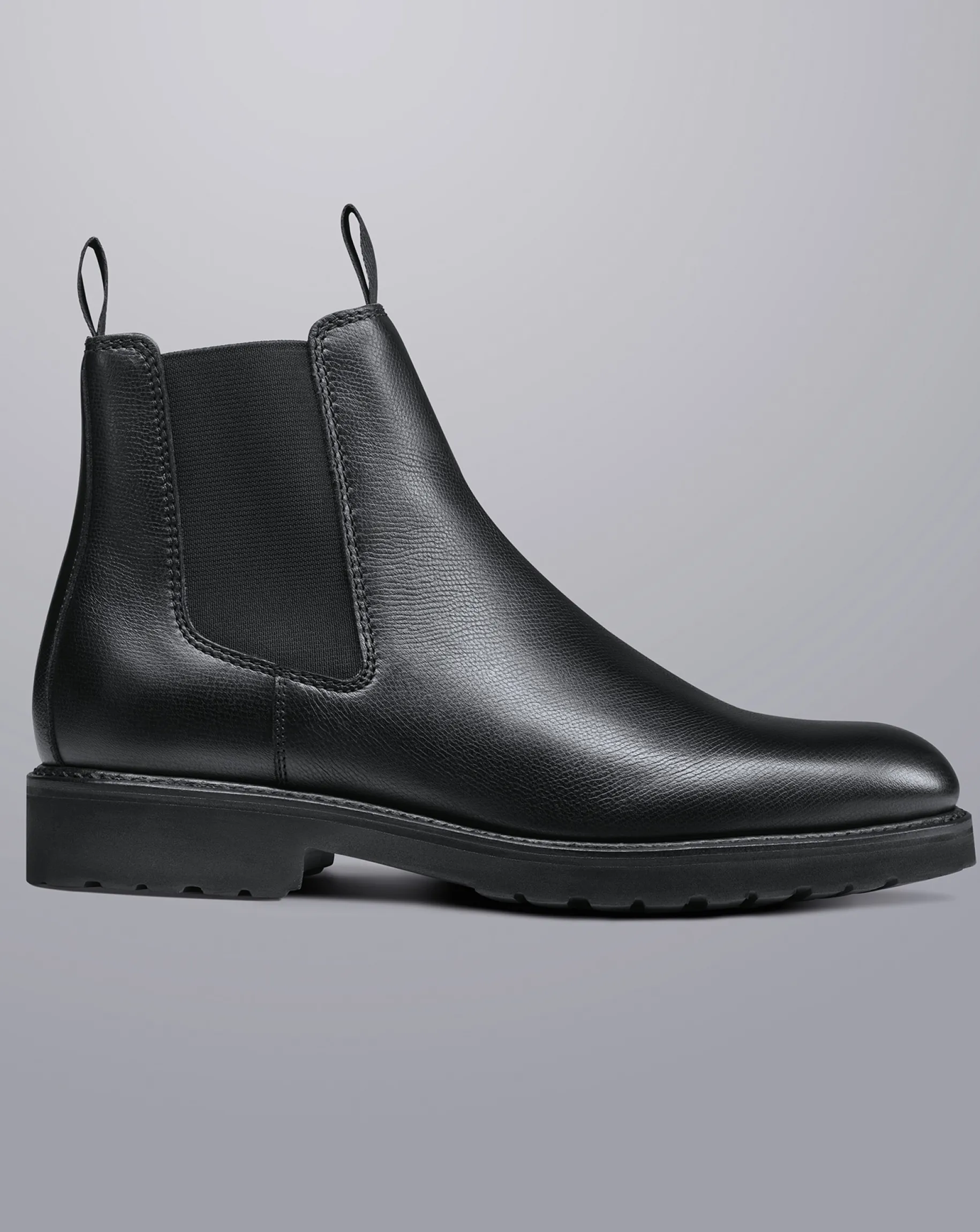 Boots|Black Shoes<Charles Tyrwhitt Rubber Sole Grain Leather Chelsea Boots - Black