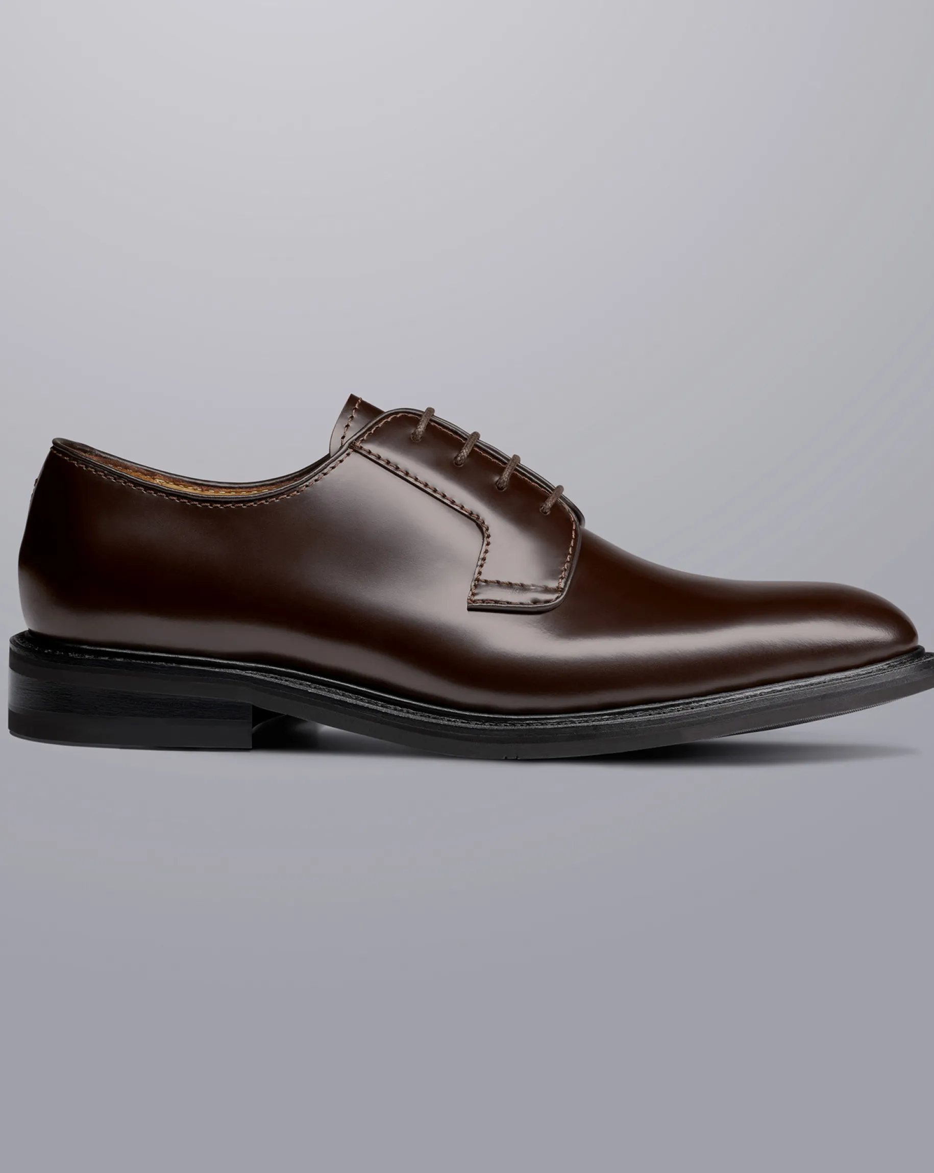 Shoes<Charles Tyrwhitt Rubber Sole High Shine Leather Derby Shoes - Dark Chocolate