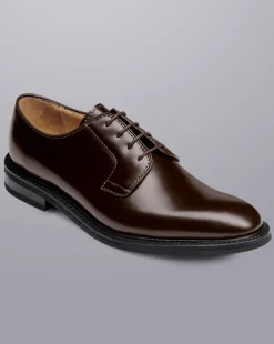 Shoes<Charles Tyrwhitt Rubber Sole High Shine Leather Derby Shoes - Dark Chocolate