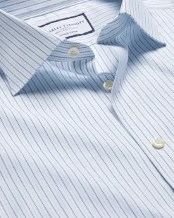 Shirt Sale|Dress Shirts<Charles Tyrwhitt Semi-Spread Collar Cotton Shadow Stripe Shirt - Blue Royal