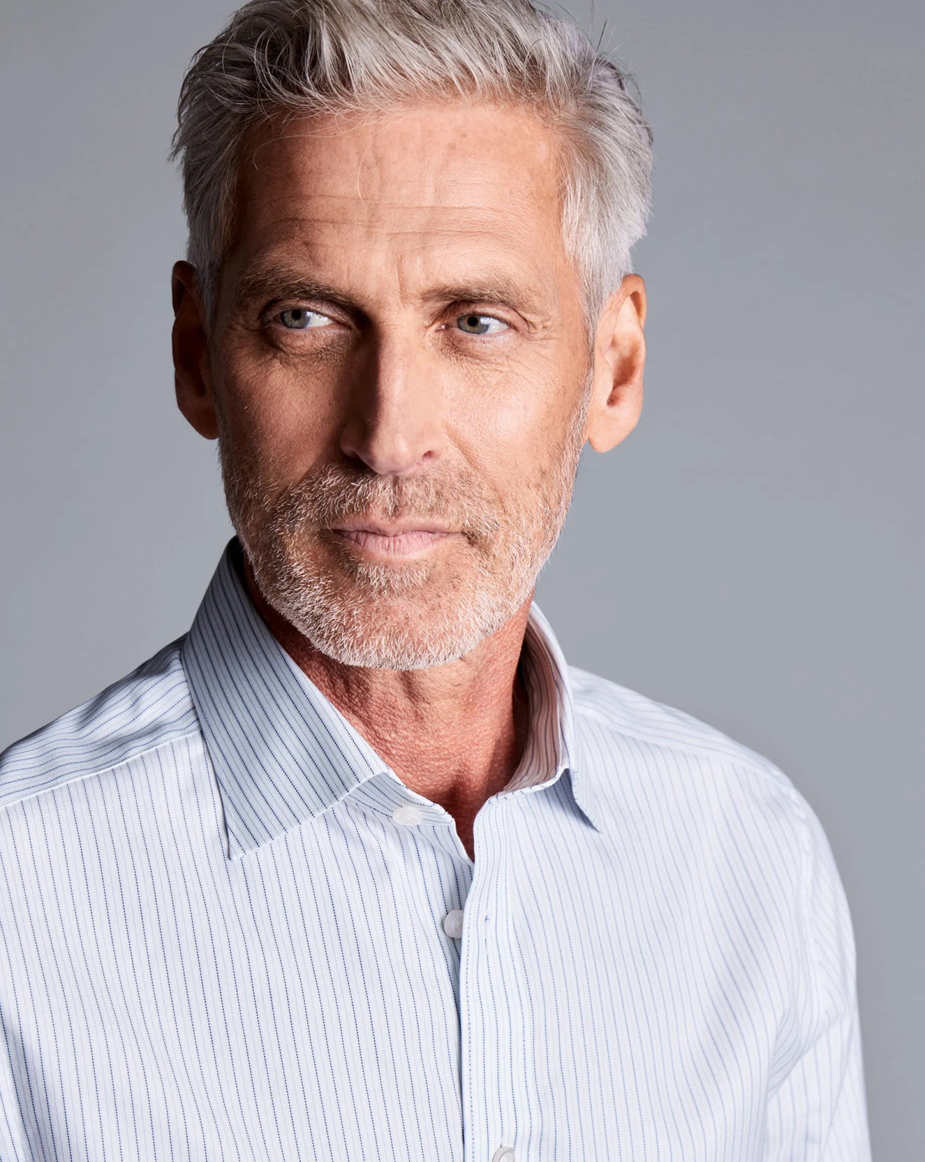 Shirt Sale|Dress Shirts<Charles Tyrwhitt Semi-Spread Collar Cotton Shadow Stripe Shirt - Blue Royal