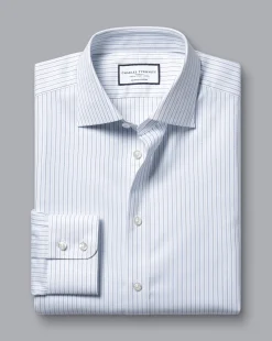 Shirt Sale|Dress Shirts<Charles Tyrwhitt Semi-Spread Collar Cotton Shadow Stripe Shirt - Blue Royal