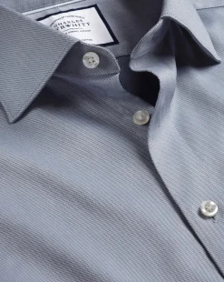 Shirt Sale|Dress Shirts<Charles Tyrwhitt Semi-Spread Collar Egyptian Cotton Hampton Weave Shirt - Steel Blue