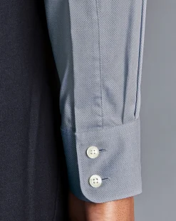 Shirt Sale|Dress Shirts<Charles Tyrwhitt Semi-Spread Collar Egyptian Cotton Hampton Weave Shirt - Steel Blue