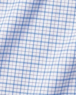 Shirt Sale|Dress Shirts<Charles Tyrwhitt Semi-Spread Collar Egyptian Cotton Twill Double Check Shirt - Ocean Blue