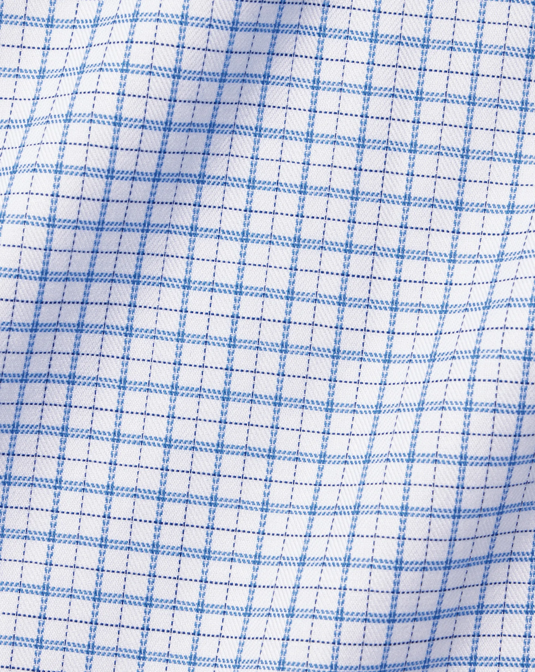 Shirt Sale|Dress Shirts<Charles Tyrwhitt Semi-Spread Collar Egyptian Cotton Twill Double Check Shirt - Ocean Blue
