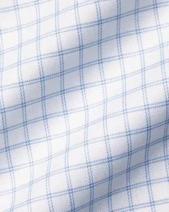 Shirt Sale|Dress Shirts<Charles Tyrwhitt Semi-Spread Collar Egyptian Cotton Twill Twin Check Shirt - Cornflower Blue