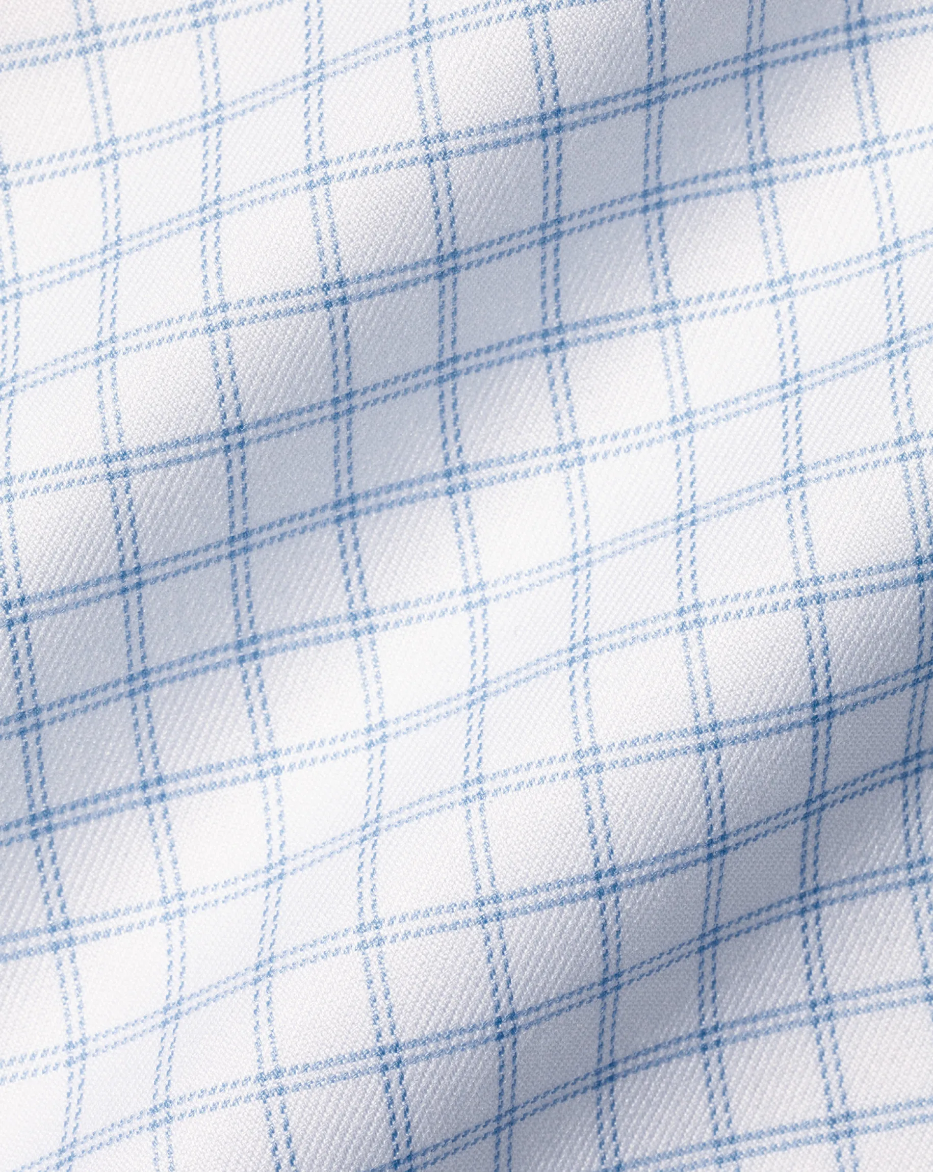 Shirt Sale|Dress Shirts<Charles Tyrwhitt Semi-Spread Collar Egyptian Cotton Twill Twin Check Shirt - Cornflower Blue