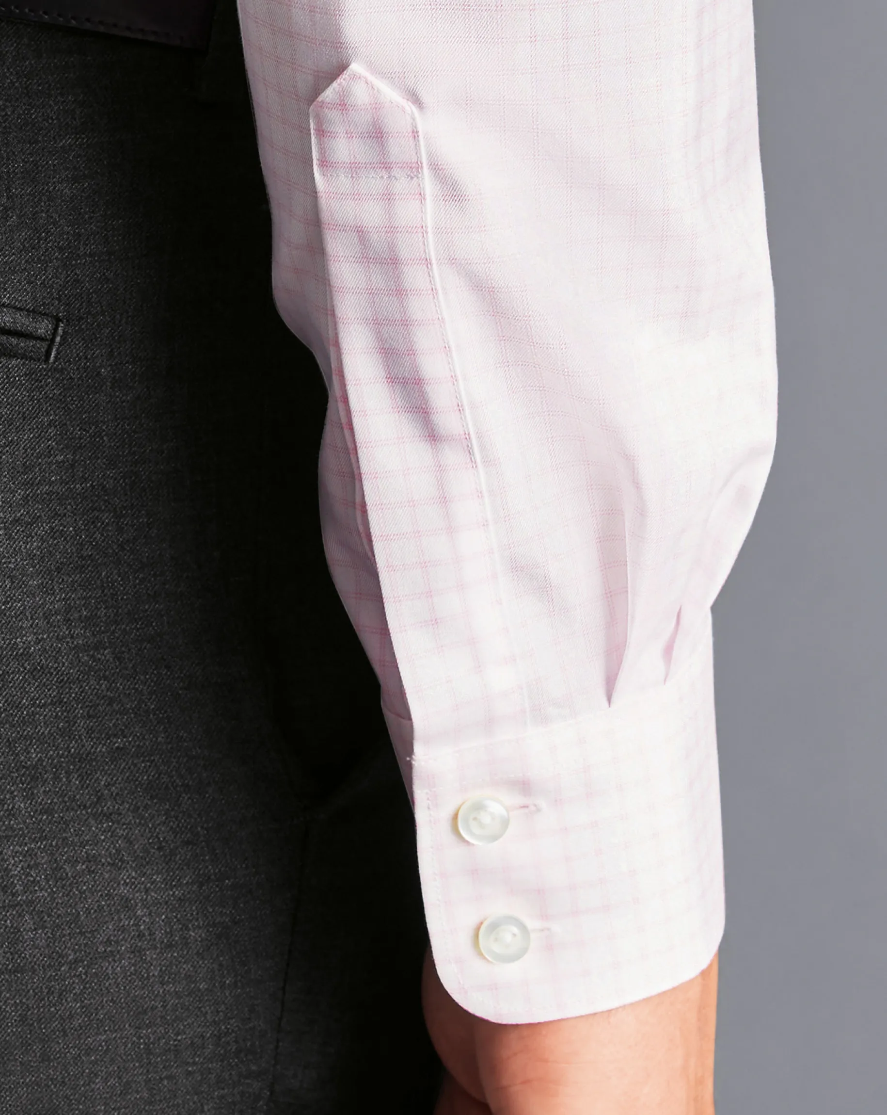 Shirt Sale|Dress Shirts<Charles Tyrwhitt Semi-Spread Collar Egyptian Cotton Twill Twin Check Shirt - Light Pink