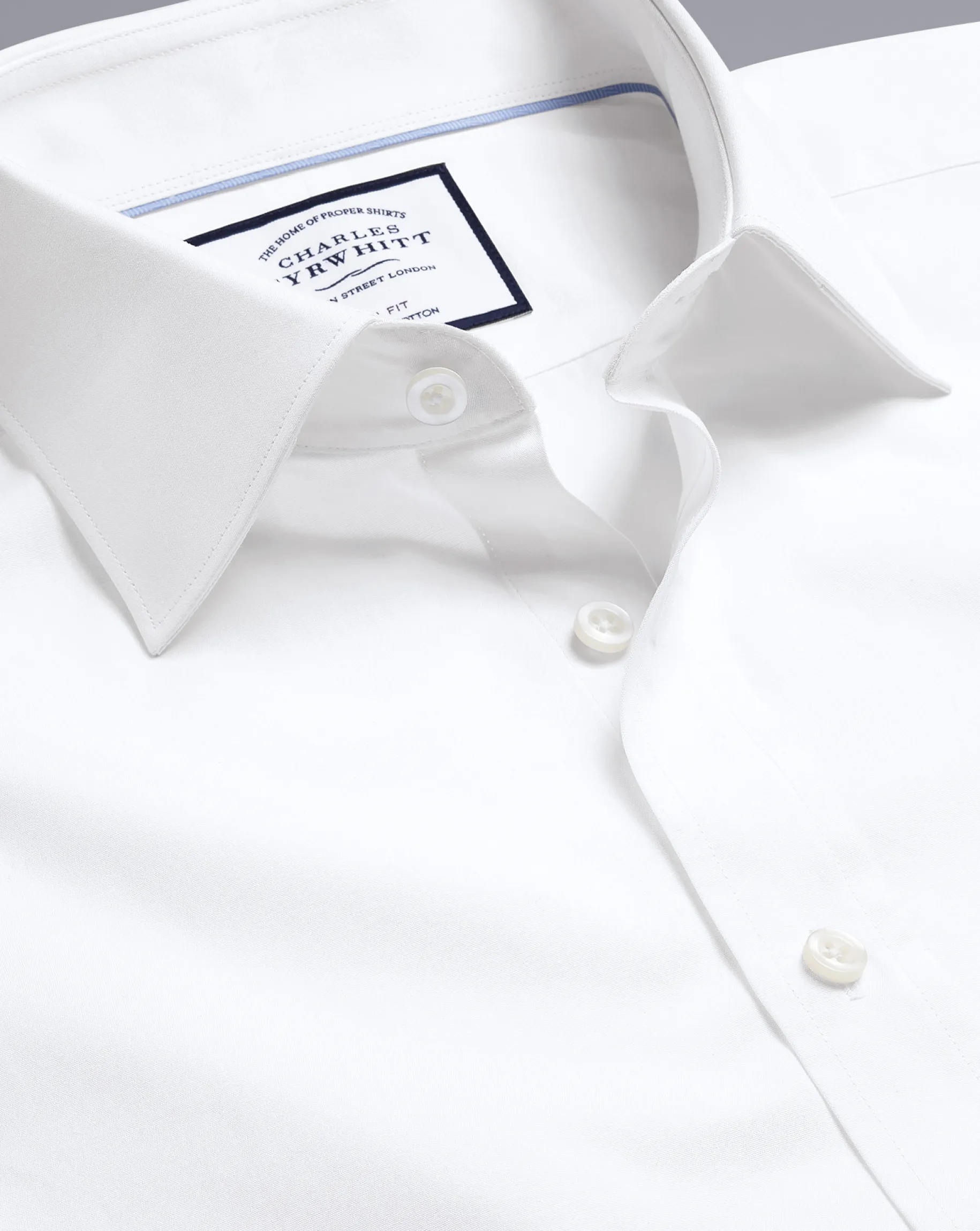 Dress Shirts|XL<Charles Tyrwhitt Semi-Spread Collar Egyptian Cotton Poplin Shirt - White