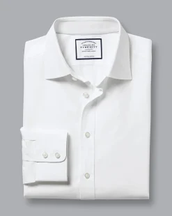 Dress Shirts|XL<Charles Tyrwhitt Semi-Spread Collar Egyptian Cotton Poplin Shirt - White