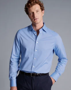 Shirt Sale|Dress Shirts<Charles Tyrwhitt Semi-Spread Collar Egyptian Cotton Berkshire Weave Shirt - Cornflower Blue
