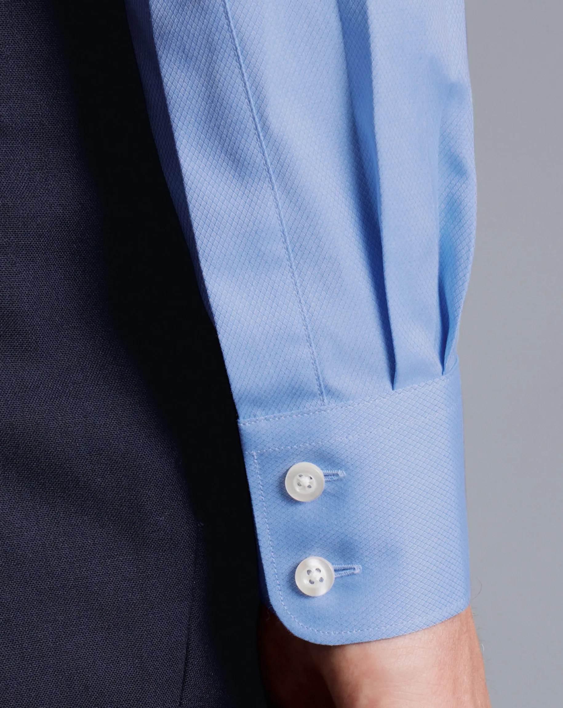 Shirt Sale|Dress Shirts<Charles Tyrwhitt Semi-Spread Collar Egyptian Cotton Berkshire Weave Shirt - Cornflower Blue