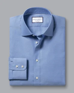 Shirt Sale|Dress Shirts<Charles Tyrwhitt Semi-Spread Collar Egyptian Cotton Hudson Weave Shirt - Cornflower Blue