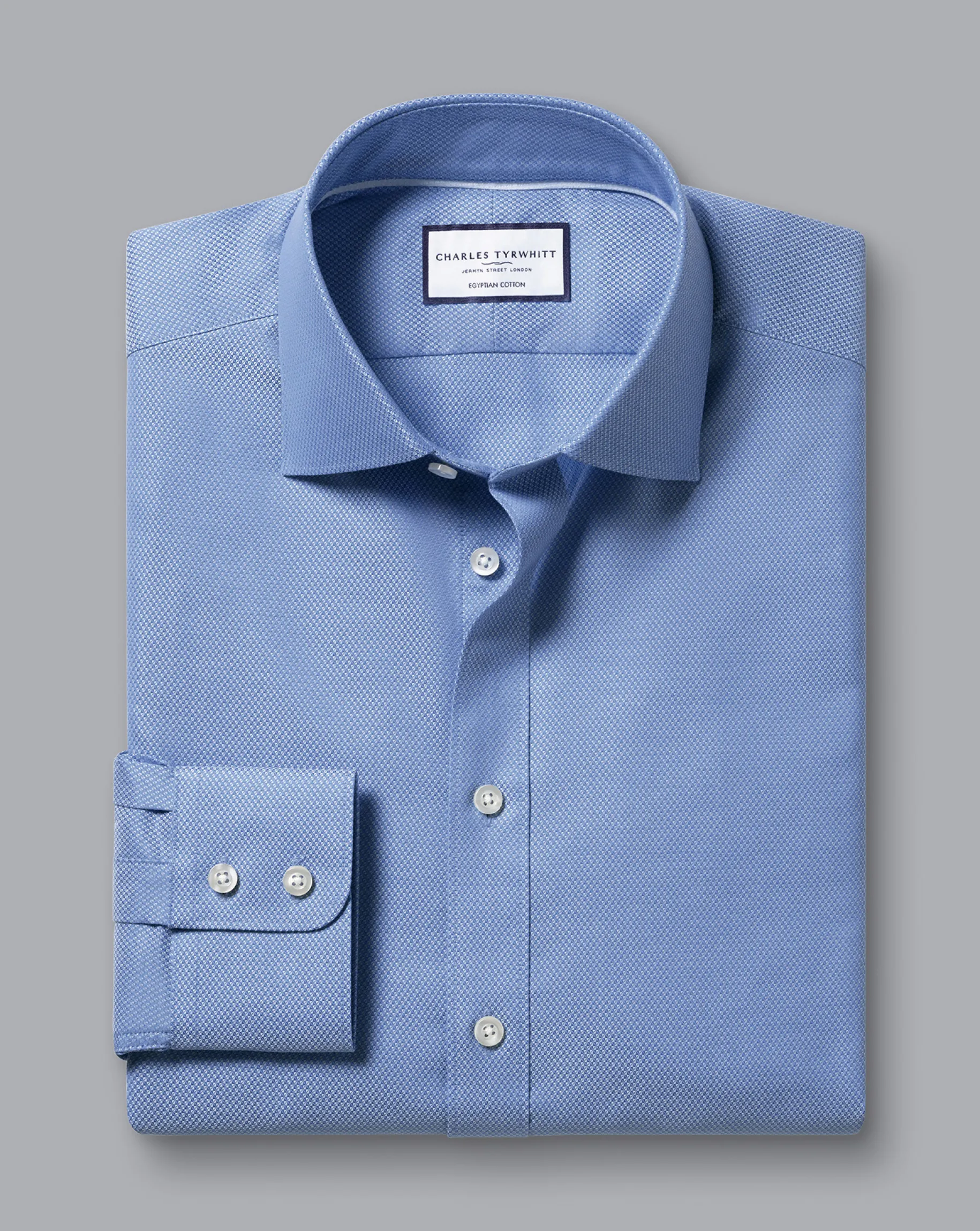 Shirt Sale|Dress Shirts<Charles Tyrwhitt Semi-Spread Collar Egyptian Cotton Hudson Weave Shirt - Cornflower Blue