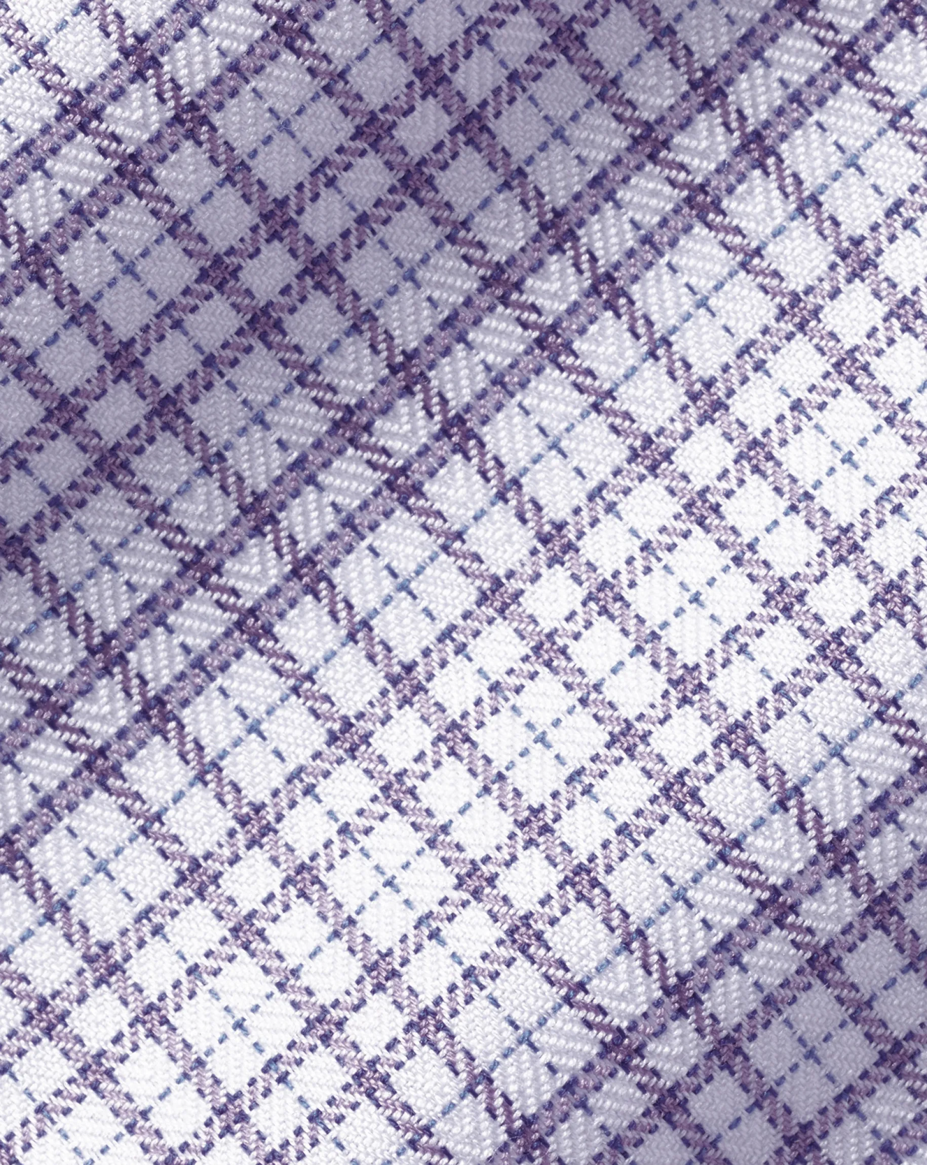 Dress Shirts|S<Charles Tyrwhitt Semi-Spread Collar Egyptian Cotton Multi Check Shirt - Mauve Purple
