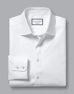 Egyptian Cotton Shirts|Dress Shirts<Charles Tyrwhitt Semi-Spread Collar Egyptian Cotton Twill Shirt - White
