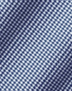 Dress Shirts|M<Charles Tyrwhitt Semi-Spread Collar Egyptian Cotton Puppytooth Shirt - Blue Royal