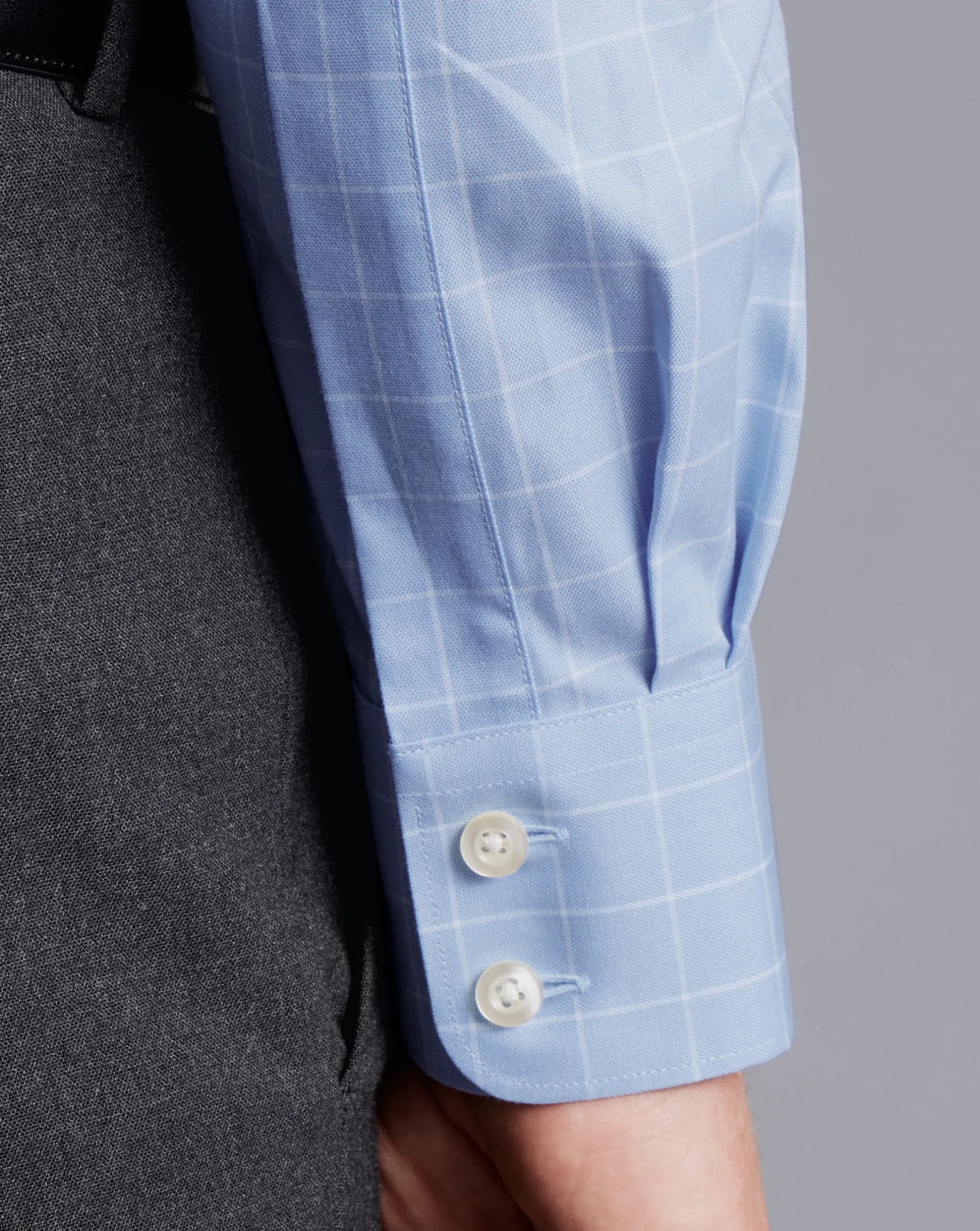 Shirt Sale|Dress Shirts<Charles Tyrwhitt Semi-Spread Collar Egyptian Cotton Twill Check Shirt - Cornflower Blue