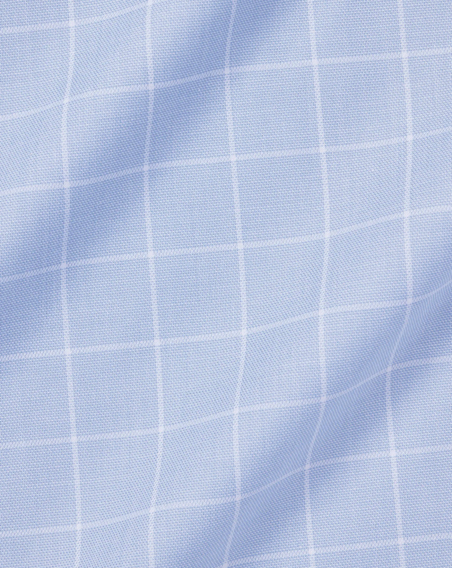Shirt Sale|Dress Shirts<Charles Tyrwhitt Semi-Spread Collar Egyptian Cotton Twill Check Shirt - Cornflower Blue