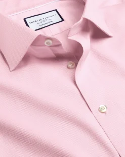 Dress Shirts|Pink Shirts<Charles Tyrwhitt Semi-Spread Collar Egyptian Cotton Windsor Weave Shirt - Pink
