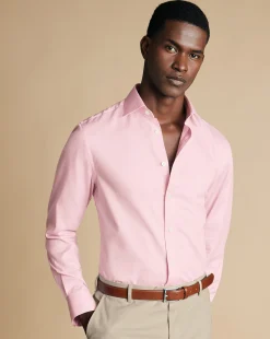 Dress Shirts|Pink Shirts<Charles Tyrwhitt Semi-Spread Collar Egyptian Cotton Windsor Weave Shirt - Pink